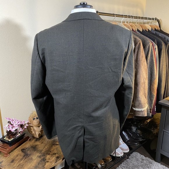 Banana Republic Mens Blazer 42L Brown Solid Wool 3-Button Sport Coat Jacket - Picture 2 of 11